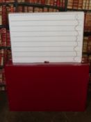 Eighteen LED advertising light boxes with LED inserts (unused) in various colours with another two