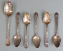 Set of five Georgian hallmarked silver bright cut teaspoons, London 1804, length 12.5cm together