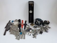 A collection of wrist and pocket watches including Casio TS-100, Smiths stopwatches, Ingersoll