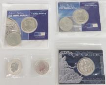 Seven silver bullion £2 Britannia coins 1998-2007