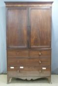 Victorian mahogany housekeeper's cupboard or linen press with four sliding shelves above four