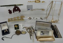A collection of jewellery including a Swarovski accessory, Sarah Coventry, filigree brooch, watches,