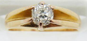 Victorian 18ct gold ring set with an old mine cut diamond of approximately 0.45ct, 3.7g, size K