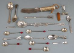 Quantity of Victorian and later hallmarked silver cutlery including set of six coffee bean spoons,