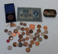 Small collection of coins including Victorian silver veiled head crown 1900