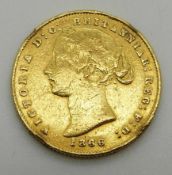 1866 Australian gold full sovereign, young head Victoria, Sydney Mint