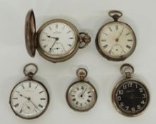 Five various ladies and gentleman's pocket watches including two silver examples, an American