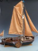 1/32 scratch built model Thames sailing barge, constructed by Dr Hardie of Tetbury c1960s, L82cm