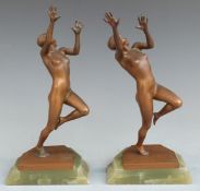Theodore Ullmann (Austrian 1903-1966) pair of Art Deco bronze figural bookends formed as nude female