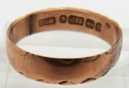 Victorian 9ct rose gold ring, Birmingham 1891, 2.3g, size N