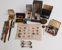 A pair of Wedgwood cufflinks, a silver general nursing brooch, a pair of silver Denmark cufflinks,