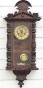 Vienna regulator style wall clock with two train movement, 86cm tall