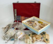 A large collection of watch parts and accessories including gold plated and stainless steel