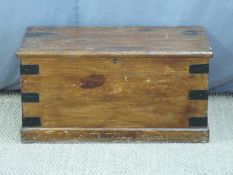 W.Morgan metal bound travelling trunk with label to inside of lid L81 x D45 x H41cm