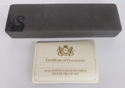 The Perth Mint Australia 2016 Kangaroo silver proof coin set, cased and boxed with certificates