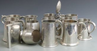 Three trays of pewter/plated tankards and trophies including Henley, Marlow and UK wide regattas