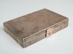 Art Deco hallmarked silver compact with rectangular panel design, gilt interior with hinged clear