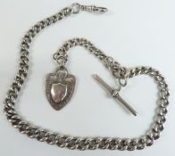 Victorian hallmarked silver graduated watch chain/ Albert and a hallmarked silver fob