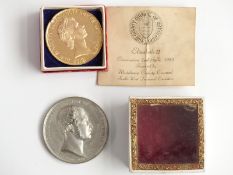 Prince Albert commemorative medal coin for the International Exhibition opened 1862, together with a