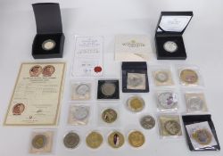 Fifty various commemorative coins, mostly 
