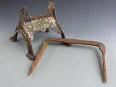 Two boot scrapers, one cast iron, width 30cm