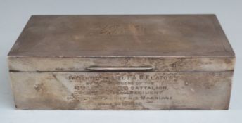 George VI hallmarked silver cigarette box with engine turned lid, Birmingham 1940 maker Alfred