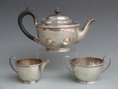 George VI hallmarked silver three piece tea set, Sheffield 1938, maker Harrison Brothers & Howson,
