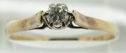 A 9ct gold ring set with a diamond of approximately 0.15ct, 1g, size P