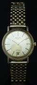 Rotary 9ct gold gentleman's wristwatch with date aperture, two-tone hands and baton markers, gold