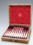 Cased mother of pearl handled silver plated dessert set, box marked W.Gibson & Co. Belfast, width of