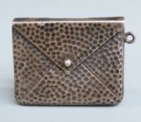 George V hallmarked silver novelty stamp case formed as an envelope, Birmingham 1910 maker Adie &