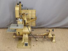 Emcostar electric woodworking multi-tool comprising band-saw, lathe, circular saw etc