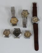 Six gentleman's wristwatches comprising two Services, Roamer, Ingersoll Triumph, Eweco and Audax
