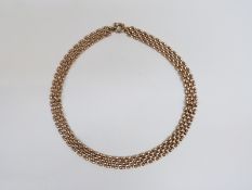 A 9ct gold gate link necklace 23cm drop, 26.3g