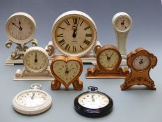 Seven various Newgate quartz mantel clocks and two larger pocket watch style examples