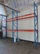 Two bays of heavy duty pallet racking comprising three 360x90cm uprights and eight 280cm cross