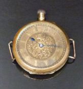 J W Benson 18ct gold cased keyless winding open faced pocket watch with blued hands, black Roman