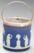 Wedgwood and silver plated biscuit barrel, height including handle 23cm