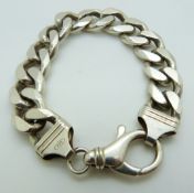 A silver curb link bracelet