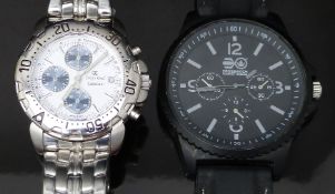 Two gentleman's wristwatches, one Oscar Emil Caesium chronograph with date aperture, blue subsidiary