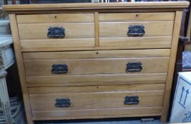 19th or early 20th century satinwood chest of drawers, W122 x D50 x H98cm