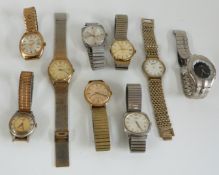 Nine various gentleman's wristwatches including Roamer, Lucerne, Timex, Sekonda, Seiko, Montine etc.