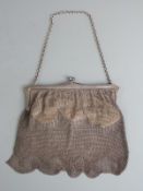 Large Edward VII hallmarked silver mesh evening or hand bag, London 1901, makers mark rubbed,  width