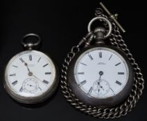 Two open faced pocket watches, one A Martin of Swansea hallmarked silver with inset subsidiary
