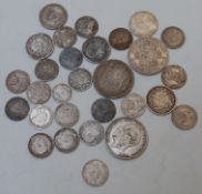 Collection of English silver coinage to include George III, George IV, William IV and Victoria,
