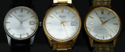 Three Seiko gentleman's wristwatches comprising Sportsmatic Calendar ref. 7625-1980, Sportsmatic