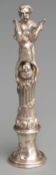 Early to mid 20th century hallmarked silver seal, the handle formed as two cherubs at play, with