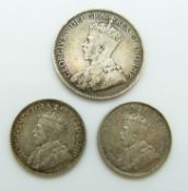 Cyprus George V silver 18 piastres 1921 GF, together with a 9 piastres example GF, and a 1919 9
