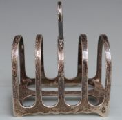 George V hallmarked silver five bar toast rack, Sheffield 1928 maker James Dixon & Sons Ltd,
