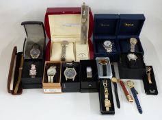 Seventeen various ladies and gentleman's wristwatches including Techno Star, Swiss Balance, Philip